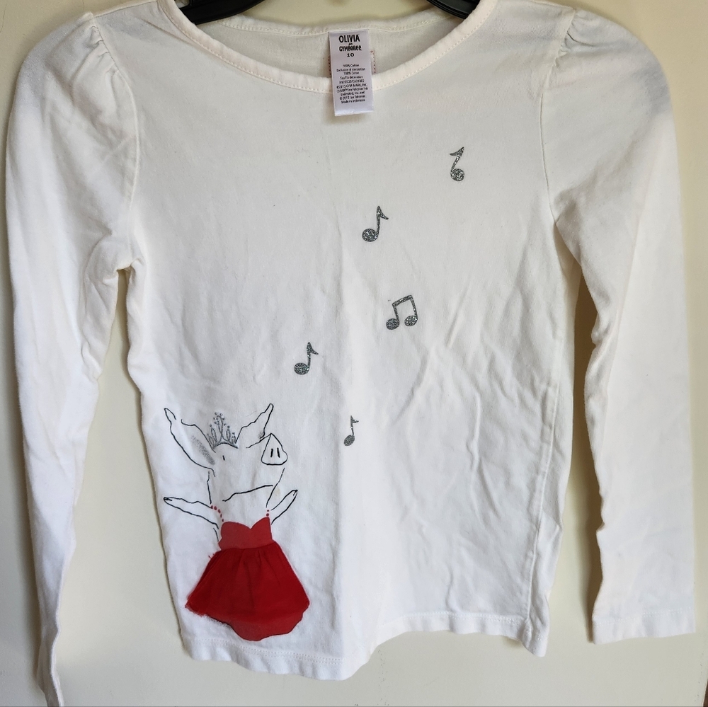 Gymboree X Olivia Collaboration White Long Sleeve Tee with Olivia Size 10